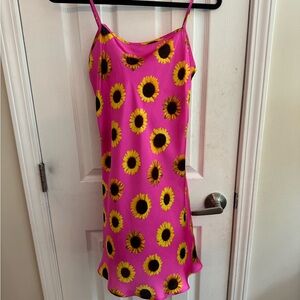 SANS SOUCI Hot Pink Sunflower Print Dress Size Small